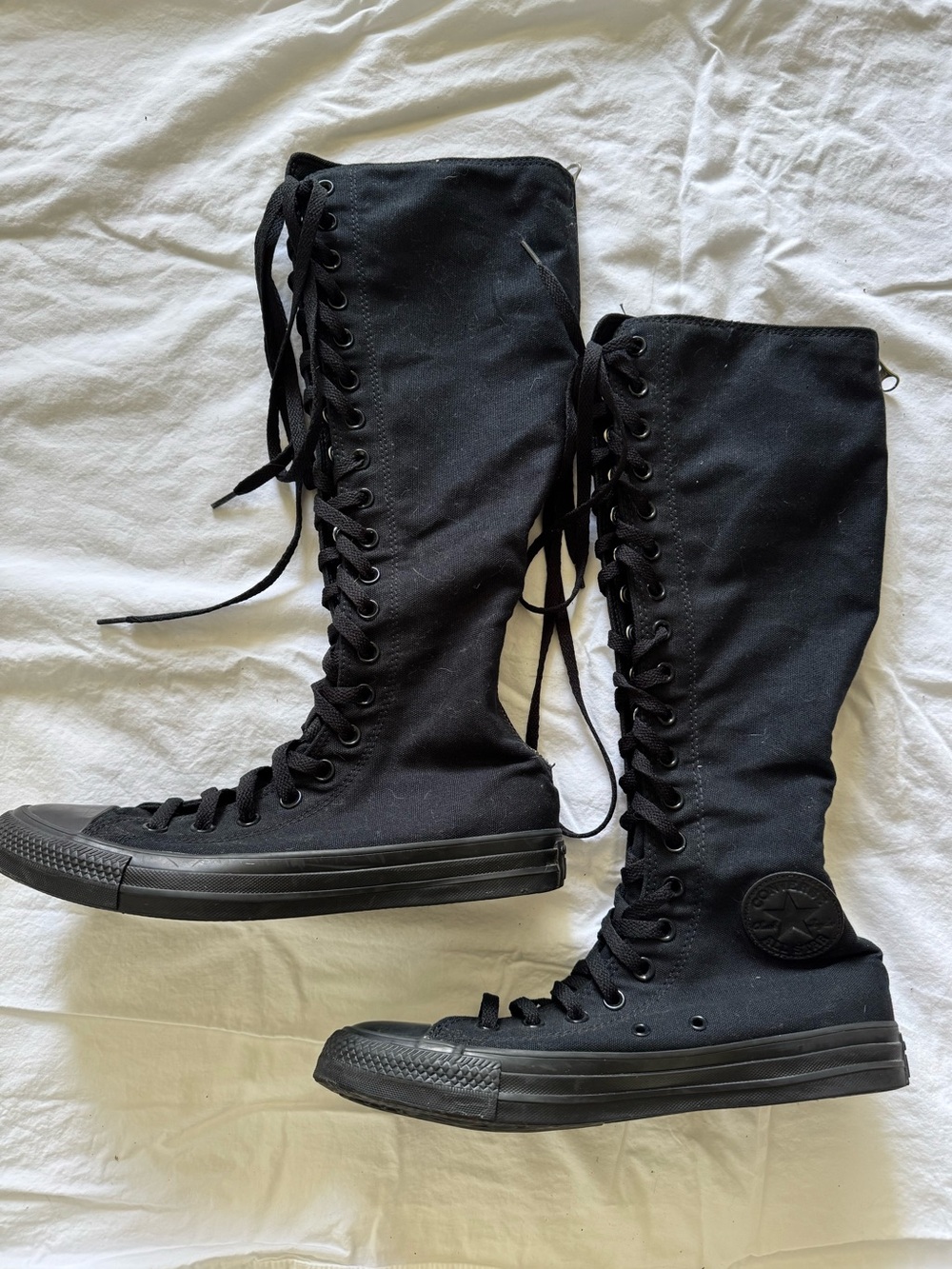 Converse Y2K All Black Knee High Lace-Up Canvas Boots - Picture 3 of 5